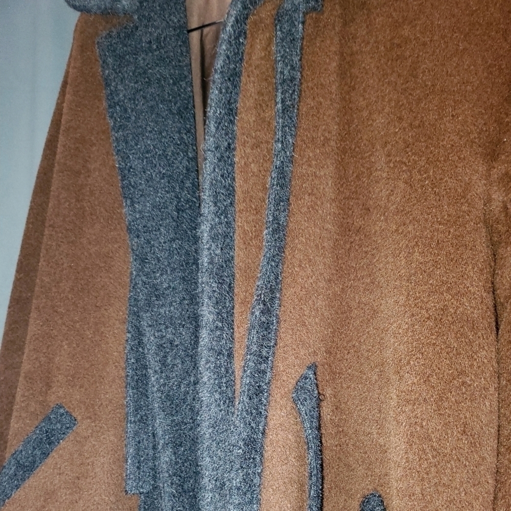 Neiman Marcus Bisang Agnona Alpaca Long Brown Coat Size 8P - Picture 5 of 14